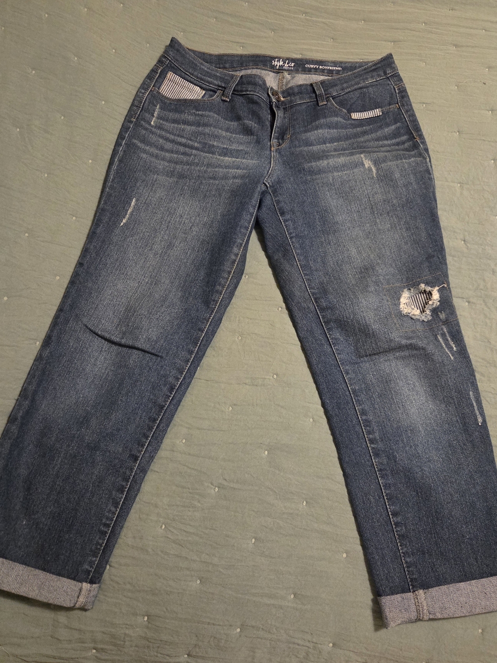 Style & Co. Dark Blue Distressed Women's Jeans